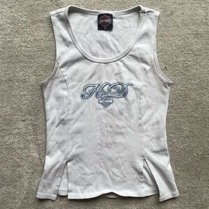 Harley-Davidson Women's Cream Tank Top with Blue Logo